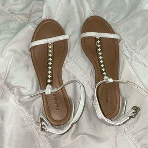 white and gold sandles